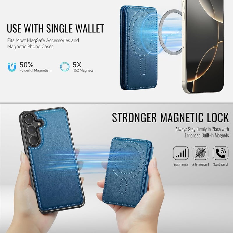 Usroom for Samsung Galaxy S25 FE Case Wallet Compatible with Magsafe, RFID Blocking Magnetic Card Holder 2 in 1 Detachable Kickstand Shockproof Phone Case for Galaxy S25 FE 6.7" Blue - Image 2